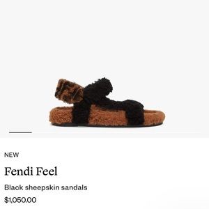 Fendi brown & black shearling sandals 38 like new